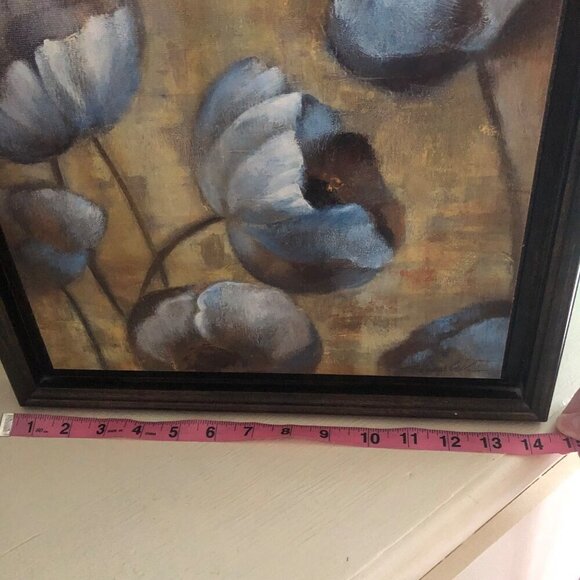 Flowers In Dusk by Silvia Vassileva Framed Art 14"X14" Blue Flowers - Picture 5 of 6